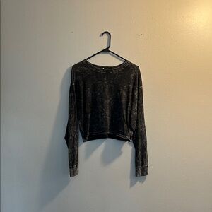 Double Zero Black Long Sleeve Crop Top